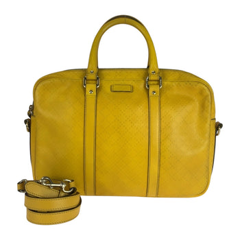 Gucci Business Bag 344357 Leather Yellow Silver Diamante