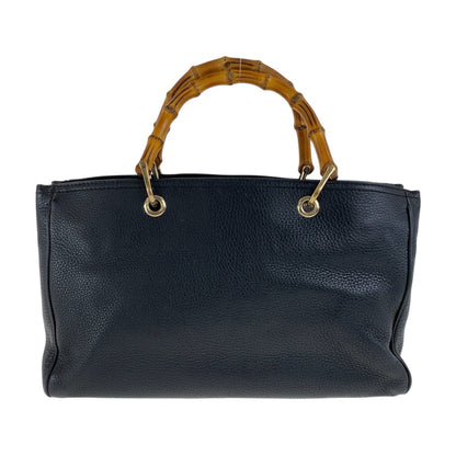 Gucci Handbag 323660 Leather Black Gold Bamboo Shopper
