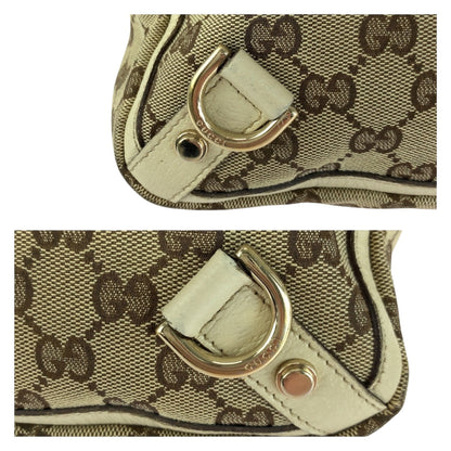 Gucci Tote Bag 17004 Gg Canvas Beige White Gold Metal Abbey
