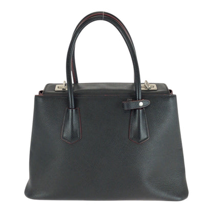 Prada Handbag Leather Black Red Silvermetal Safiano