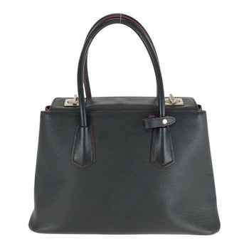 Prada Handbag Leather Black Red Silvermetal Safiano