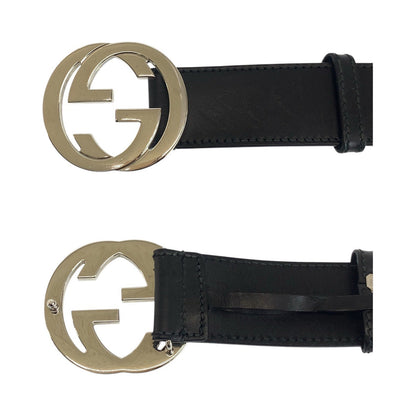Gucci Belt 114984 Leather Black Interlocking