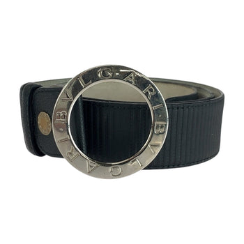 Bvlgari Belt Leather Black Circle Logo 42