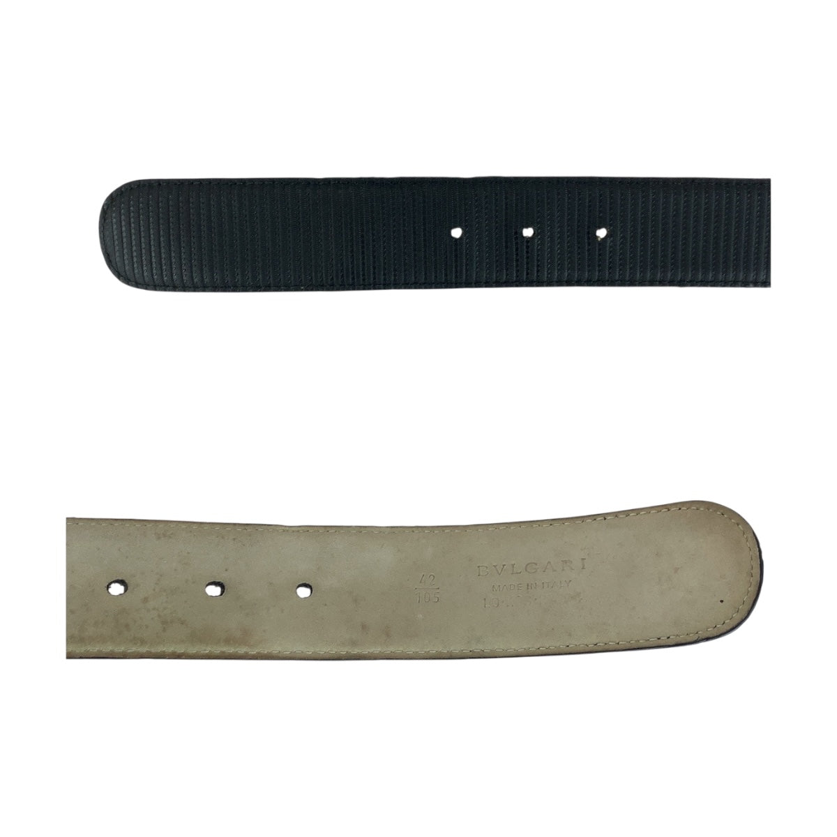 Bvlgari Belt Leather Black Circle Logo 42