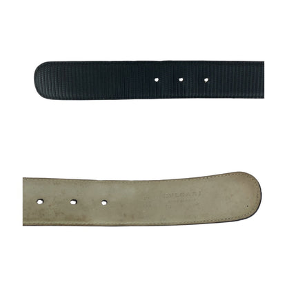 Bvlgari Belt Leather Black Circle Logo 42