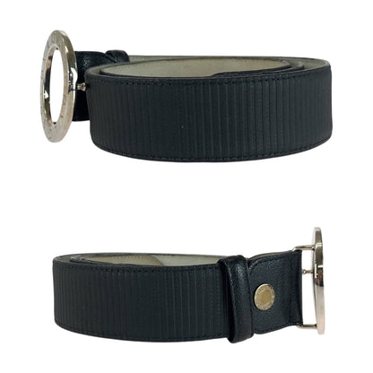 Bvlgari Belt Leather Black Circle Logo 42