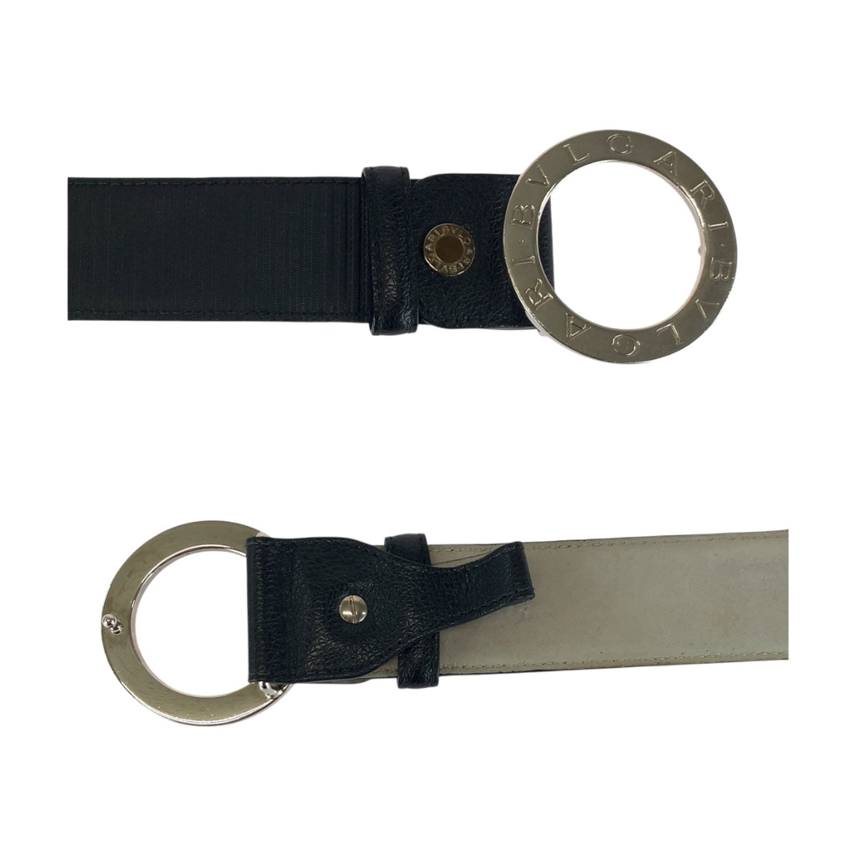 Bvlgari Belt Leather Black Circle Logo 42