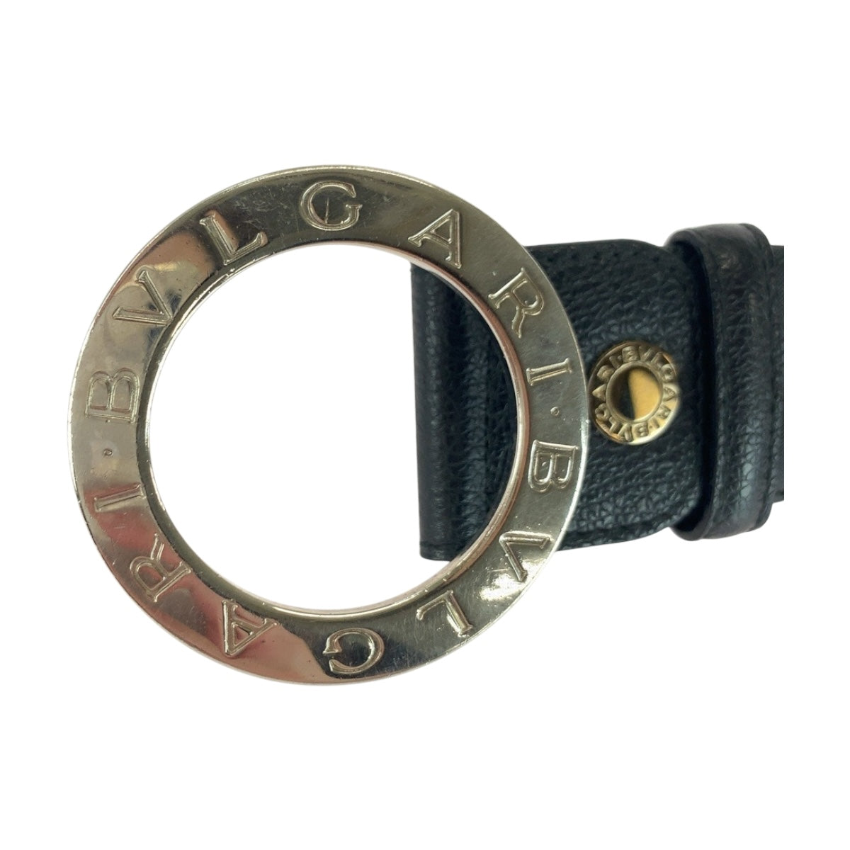 Bvlgari Belt Leather Black Circle Logo 42