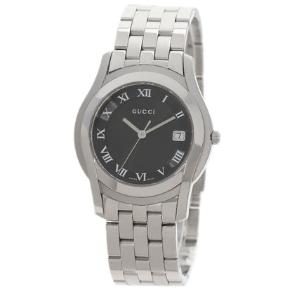 Gucci Watches Quartz 5500M Stainless Steel Silver Round Face Black Dial