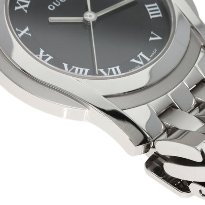 Gucci Watches Quartz 5500M Stainless Steel Silver Round Face Black Dial