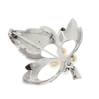 Mikimoto Brooch Sv Silver Pearl Women