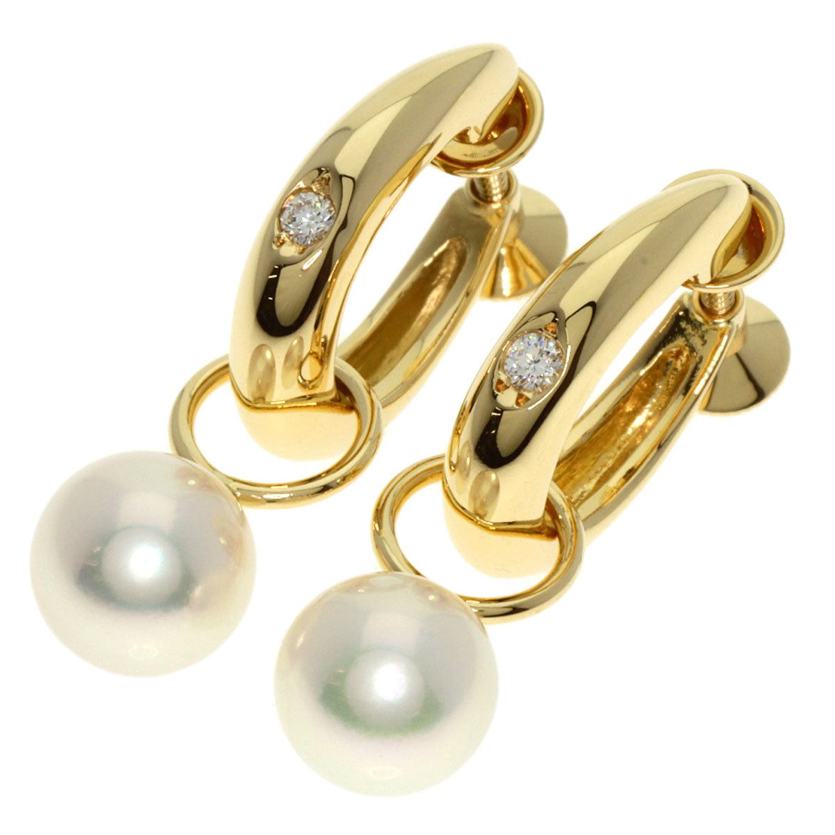 Mikimoto Earring 18K Yellow Gold Gold Pearl Diamond Replacement Top Set