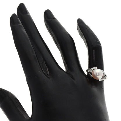 Mikimoto Ring Pt900 Silver Pearl 2P Diamond Women