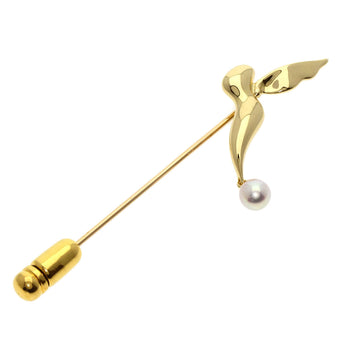 Mikimoto Brooch 18K Yellow Gold Gold Pearl Pin Brooch Women