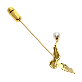 Mikimoto Brooch 18K Yellow Gold Gold Pearl Pin Brooch Women