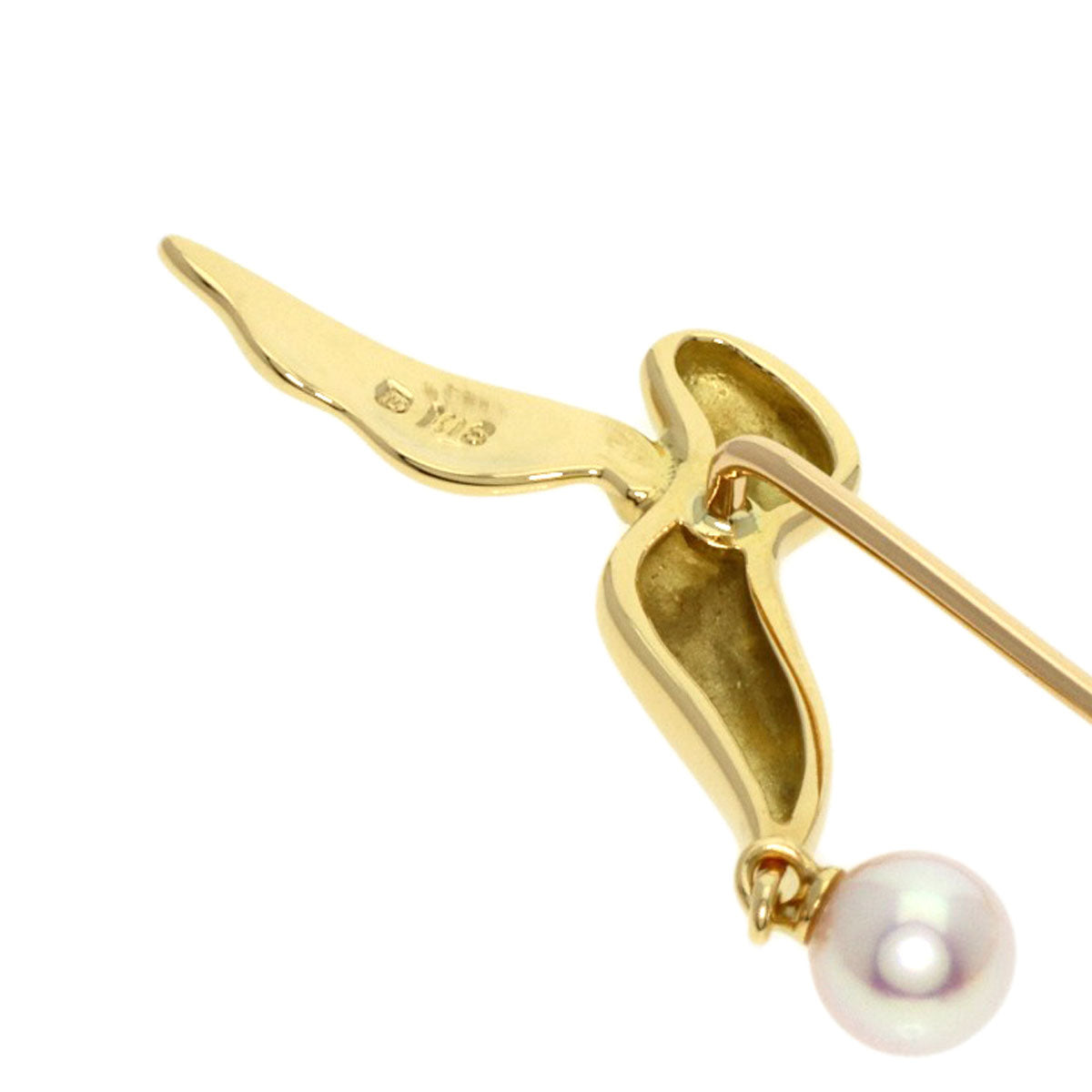 Mikimoto Brooch 18K Yellow Gold Gold Pearl Pin Brooch Women