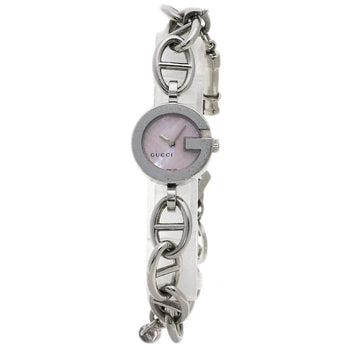 Gucci Watches Quartz 107 Stainless Steel , Stainless Steel Silver G Charm Bracelet Pink Shell Dial