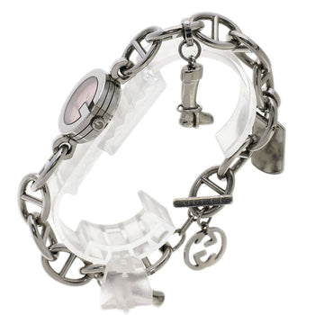 Gucci Watches Quartz 107 Stainless Steel , Stainless Steel Silver G Charm Bracelet Pink Shell Dial
