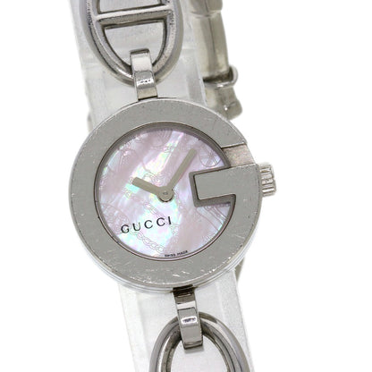 Gucci Watches Quartz 107 Stainless Steel , Stainless Steel Silver G Charm Bracelet Pink Shell Dial