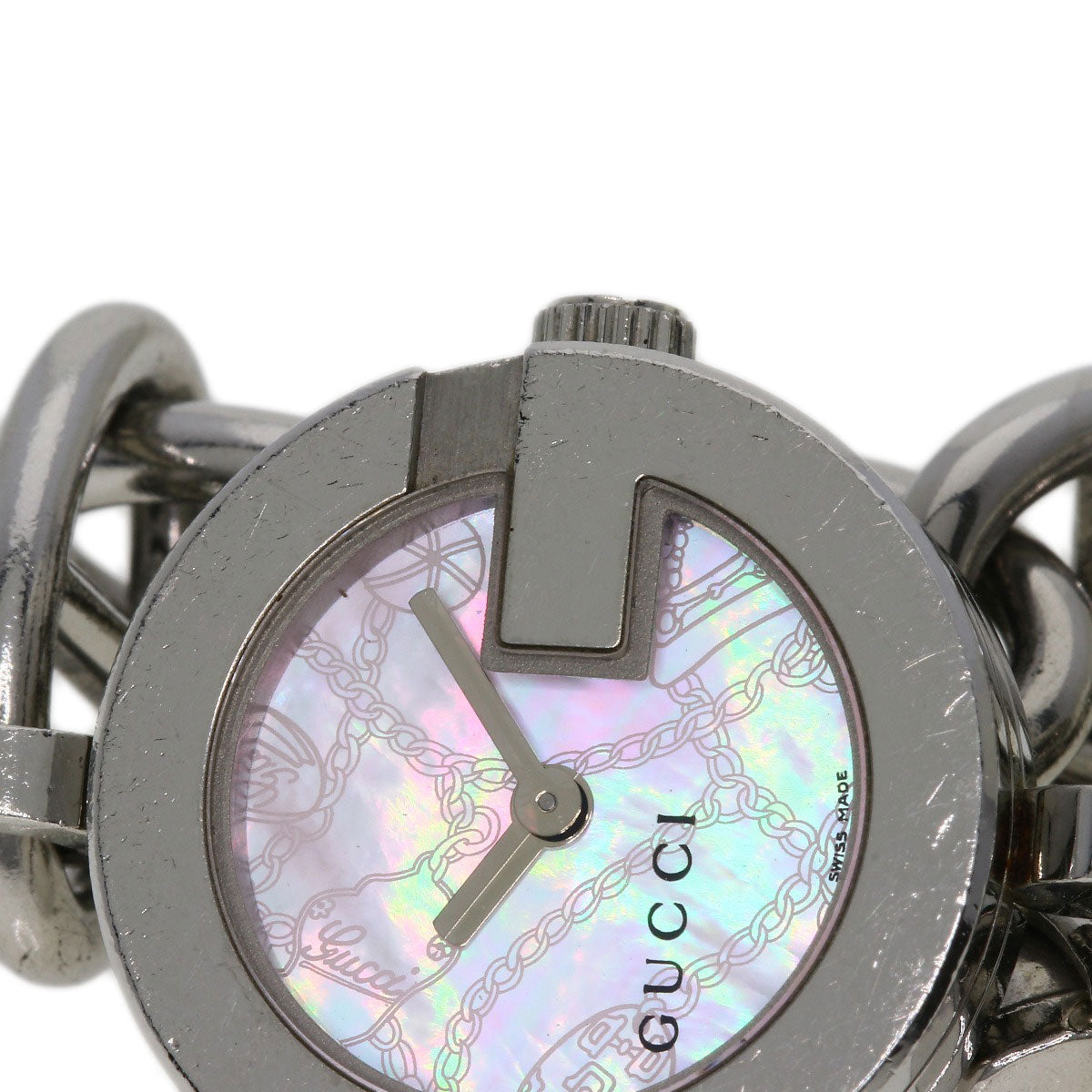 Gucci Watches Quartz 107 Stainless Steel , Stainless Steel Silver G Charm Bracelet Pink Shell Dial
