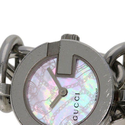 Gucci Watches Quartz 107 Stainless Steel , Stainless Steel Silver G Charm Bracelet Pink Shell Dial