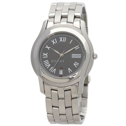Gucci Watches Quartz 5500M Stainless Steel , Stainless Steel Silver Round Face Gray Dial Mens