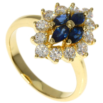 Queen Ring 18K Yellow Gold Gold Sapphire Diamond