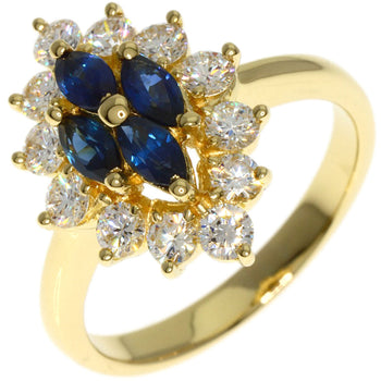 Queen Ring 18K Yellow Gold Gold Sapphire Diamond