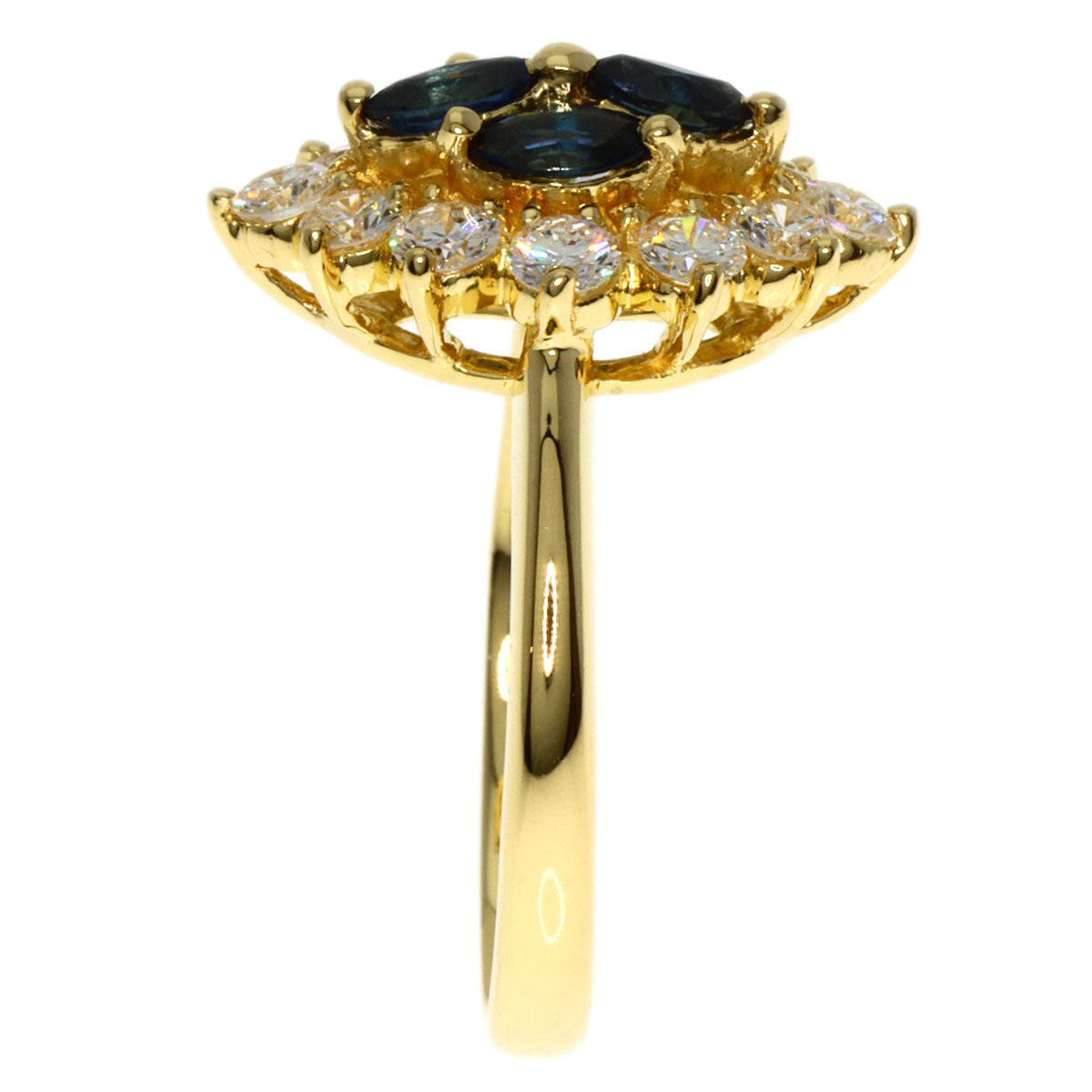 Queen Ring 18K Yellow Gold Gold Sapphire Diamond