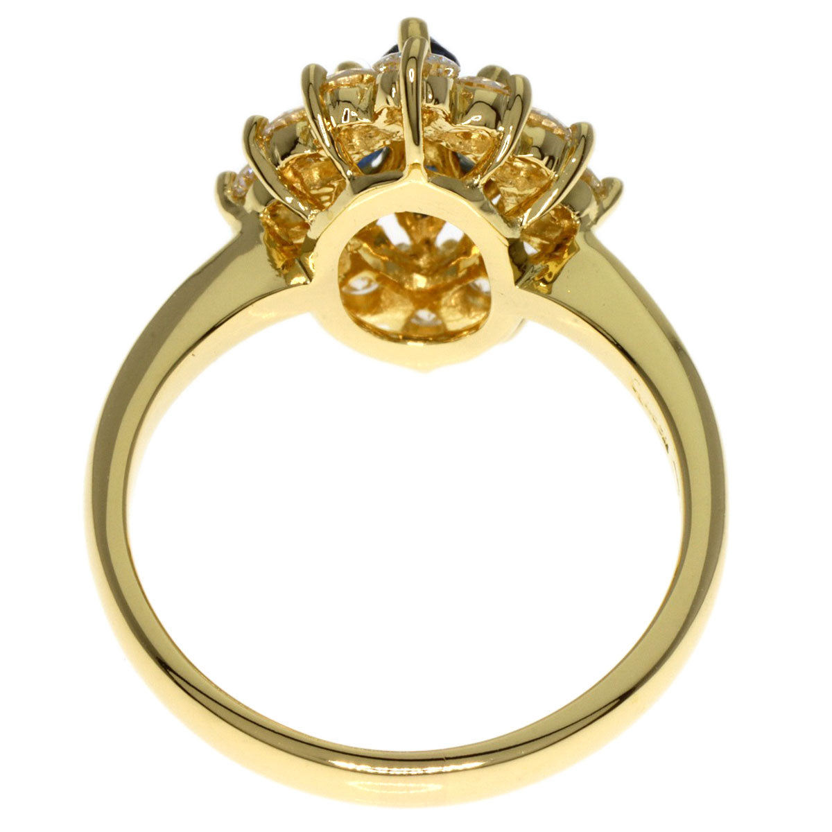 Queen Ring 18K Yellow Gold Gold Sapphire Diamond