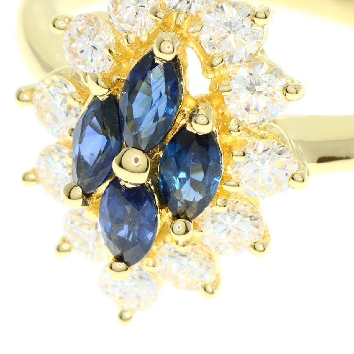 Queen Ring 18K Yellow Gold Gold Sapphire Diamond