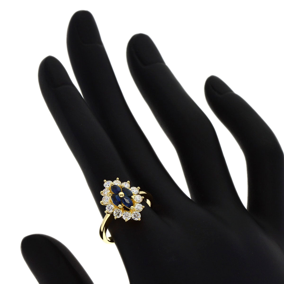 Queen Ring 18K Yellow Gold Gold Sapphire Diamond