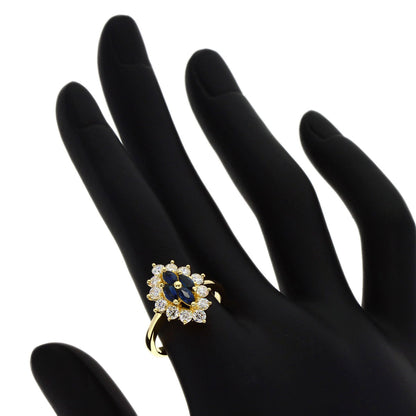 Queen Ring 18K Yellow Gold Gold Sapphire Diamond