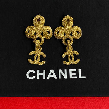 Chanel Earring Gold Plated Gold Lava Coco Mark Women