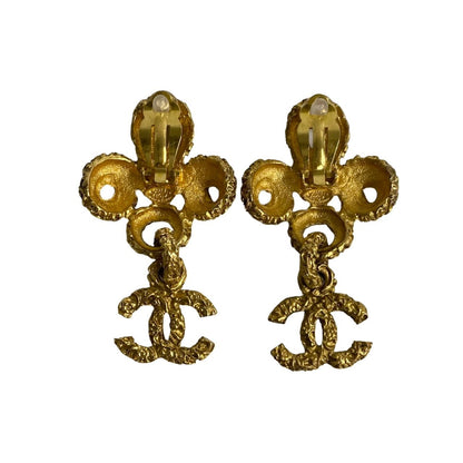 Chanel Earring Gold Plated Gold Lava Coco Mark Women