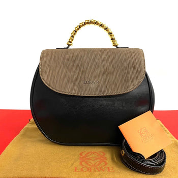 Loewe Handbag Leather Black 2Way Logo Velazquez Women