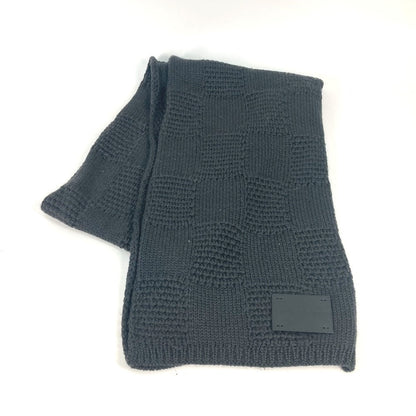 Louis Vuitton Scarf Wool Gray Leather Tag Leather Tag Damier Mens