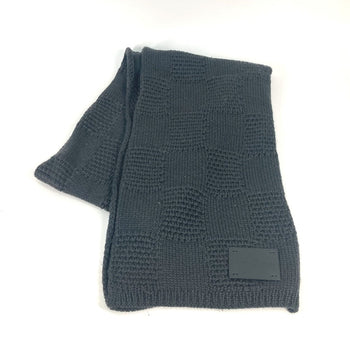 Louis Vuitton Scarf Wool Gray Leather Tag Leather Tag Damier Mens
