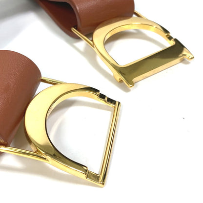 Dior Belt Leather Brown Cd Logo Saddle Saddle Women 70