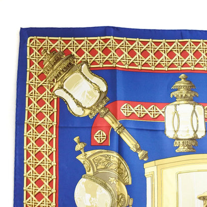 Hermes Scarf Silk Red / Yellow / Blue Feux De Route Carre90 Women