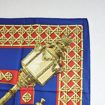 Hermes Scarf Silk Red / Yellow / Blue Feux De Route Carre90 Women