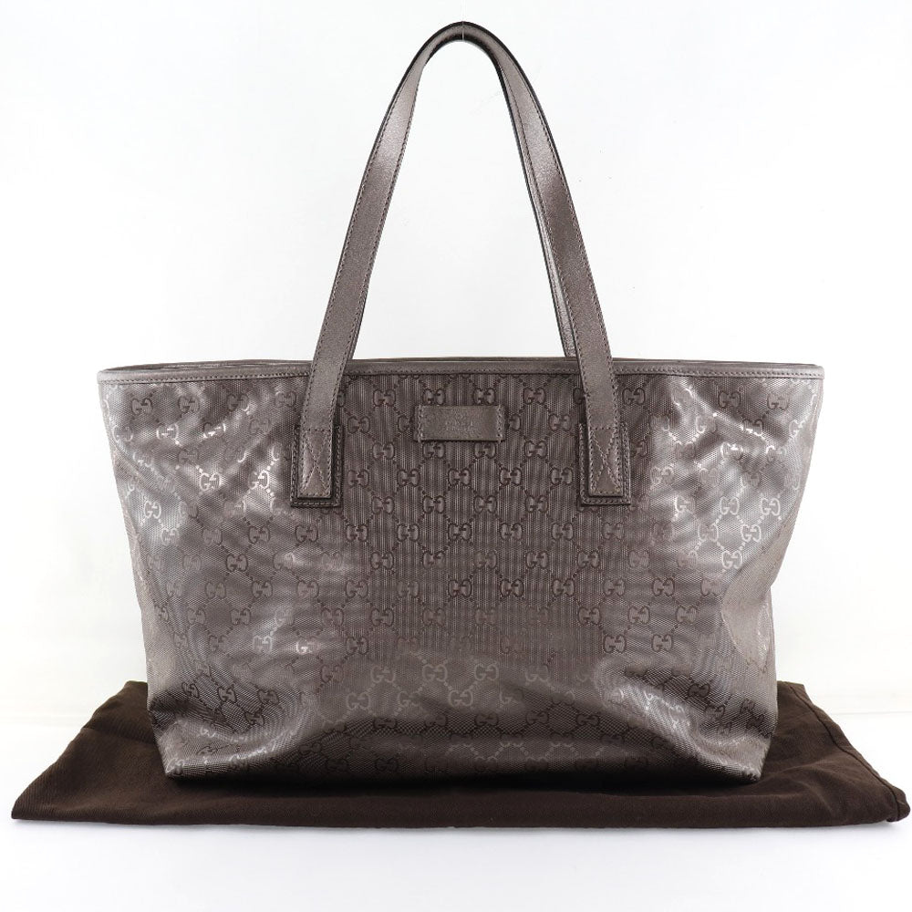 Gucci Tote Bag 211137 Pvc Coated Canvas Brown Gg Implementation Tote Women