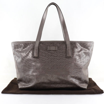 Gucci Tote Bag 211137 Pvc Coated Canvas Brown Gg Implementation Tote Women