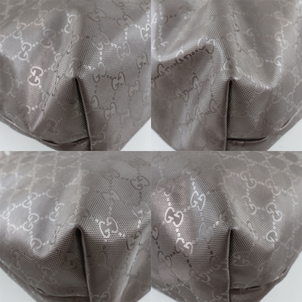 Gucci Tote Bag 211137 Pvc Coated Canvas Brown Gg Implementation Tote Women