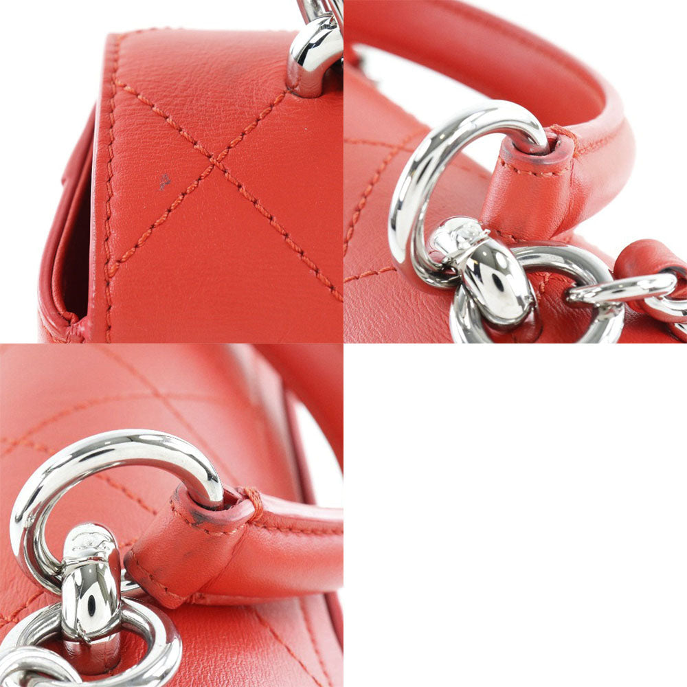 Chanel Shoulder Bag Calfskin Red 2Way Matrasse Chainshoulder Women