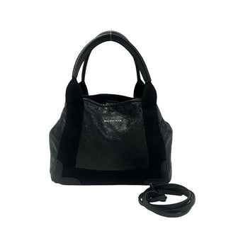 Balenciaga Shoulder Bag Leather Black Navy Kabas Women