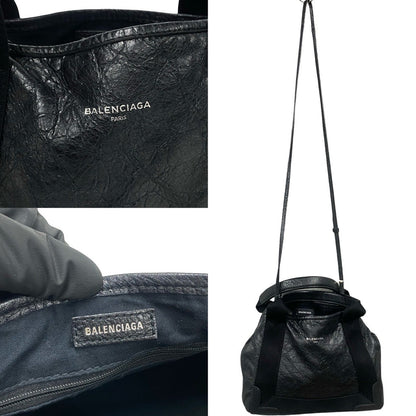Balenciaga Shoulder Bag Leather Black Navy Kabas Women
