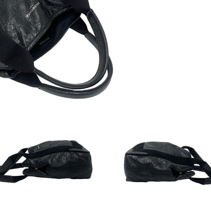 Balenciaga Shoulder Bag Leather Black Navy Kabas Women