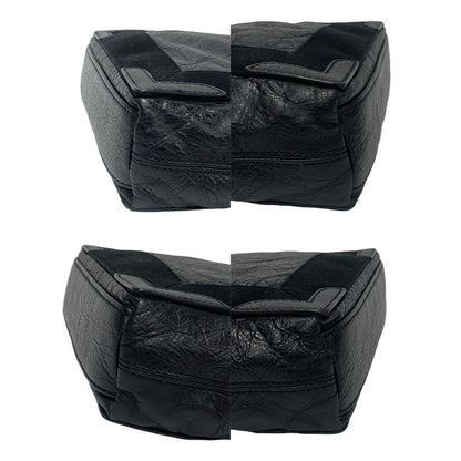 Balenciaga Shoulder Bag Leather Black Navy Kabas Women