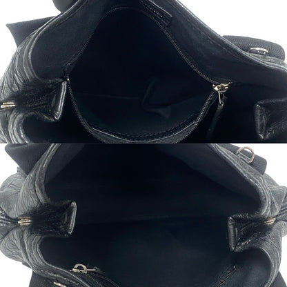 Balenciaga Shoulder Bag Leather Black Navy Kabas Women